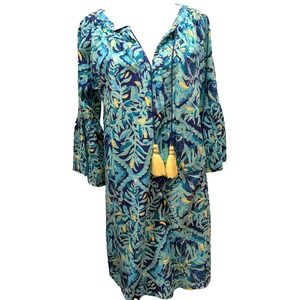 Lilly Pulitzer Dress Womens M Del Lago Tunic Tassel Midnight Cove Blue Print NWT